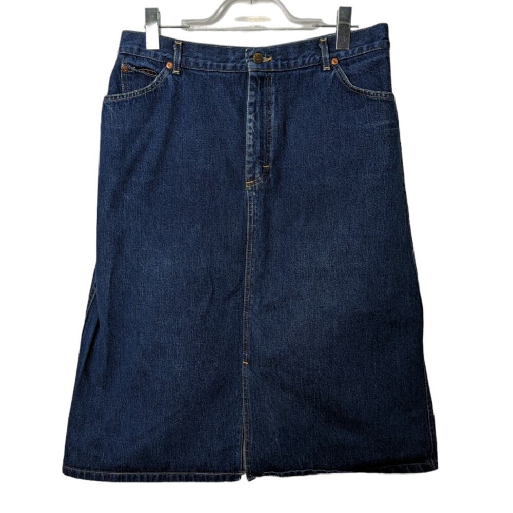 Vintage 80's Lee Midi Denim Skirt Cotton Made in USA